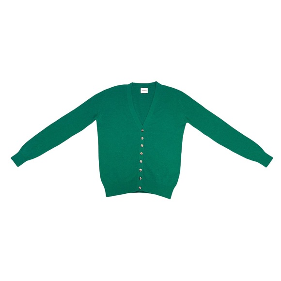 Khaite Amelia V-Neck Cashmere Button Front Raglan Cardigan In Green Size XS - Picture 1 of 5